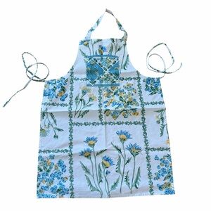 April Cornell Floral Blueberry Kitchen Apron French Country Pocket Cotton Adjust